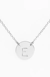 Nashelle Sterling Silver Initial Disc Necklace In Sterling Silver E