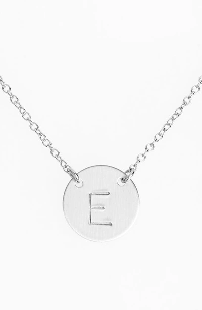 Nashelle Sterling Silver Initial Disc Necklace In Sterling Silver E