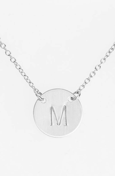Nashelle Sterling Silver Initial Disc Necklace In Sterling Silver M
