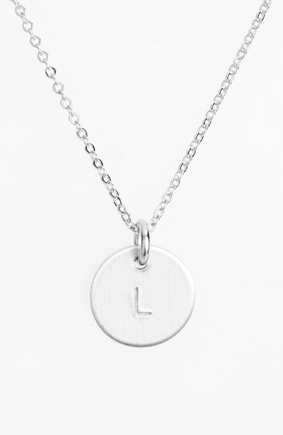 Nashelle Sterling Silver Initial Mini Disc Necklace In Sterling Silver L