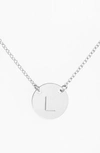 Nashelle Sterling Silver Initial Disc Necklace In Sterling Silver L