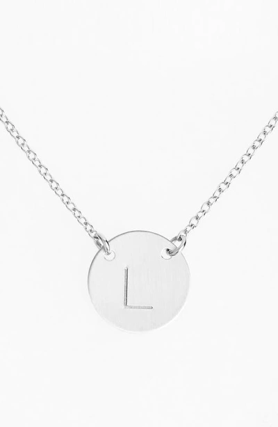 Nashelle Sterling Silver Initial Disc Necklace In Sterling Silver L