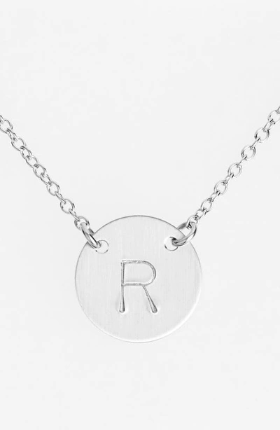 Nashelle Sterling Silver Initial Disc Necklace In Sterling Silver R