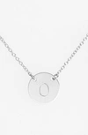 Nashelle Sterling Silver Initial Disc Necklace In Sterling Silver O