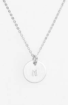 Nashelle Sterling Silver Initial Mini Disc Necklace In Sterling Silver M