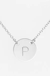 Nashelle Sterling Silver Initial Disc Necklace In Sterling Silver P