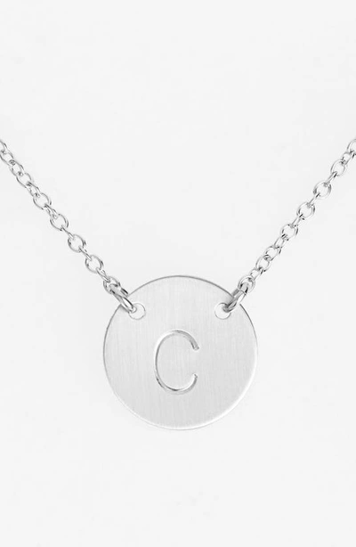 Nashelle Sterling Silver Initial Disc Necklace In Sterling Silver C