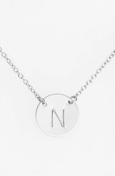 Nashelle Sterling Silver Initial Disc Necklace In Sterling Silver N