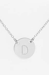 Nashelle Sterling Silver Initial Disc Necklace In Sterling Silver D