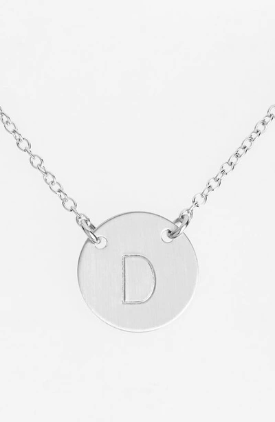 Nashelle Sterling Silver Initial Disc Necklace In Sterling Silver D