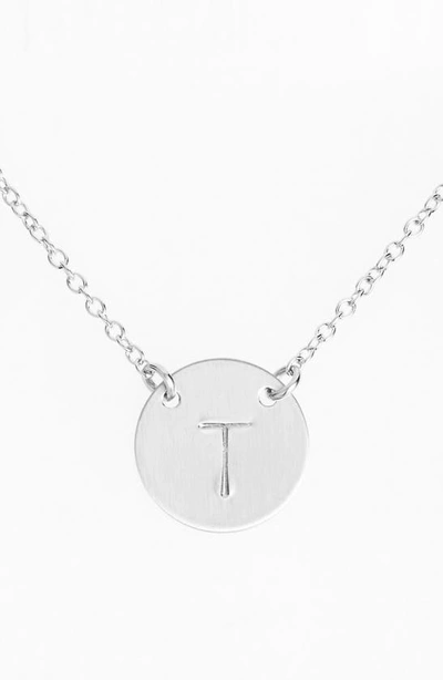 Nashelle Sterling Silver Initial Disc Necklace In Sterling Silver T