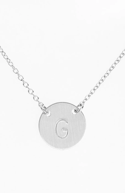 Nashelle Sterling Silver Initial Disc Necklace In Sterling Silver G