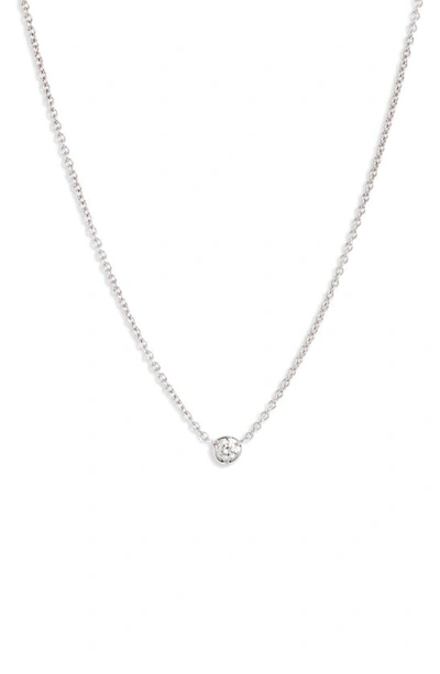 Bony Levy Petite Bezel Diamond Solitaire Necklace In White Gold/ Diamond