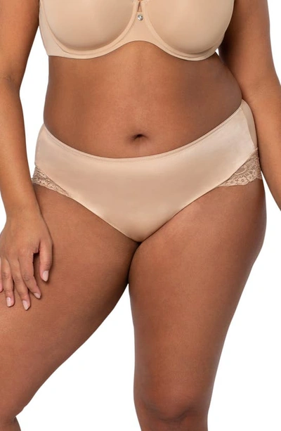 Curvy Couture Tulip Lace Trim Briefs In Bombshell Nude