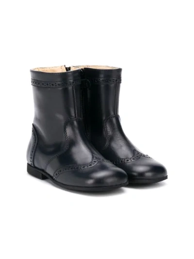 Gallucci Kids' Perforated Ankle Boots In Blue