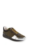 Blackstone Sl91 Genuine Shearling Trim Low Top Sneaker In Hunting Green Leather