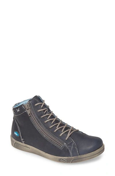 Cloud Aika High Top Sneaker In Blue Brushed Sole Leather