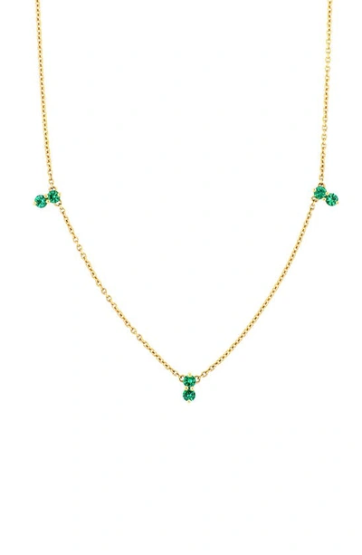 Bony Levy El Mar Emerald Triple Station Necklace In Yellow Gold