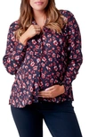 Nom Maternity Marjorie Maternity/nursing Boyfriend Shirt In Floral