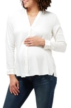 Nom Maternity Marjorie Maternity/nursing Boyfriend Shirt In Ivory