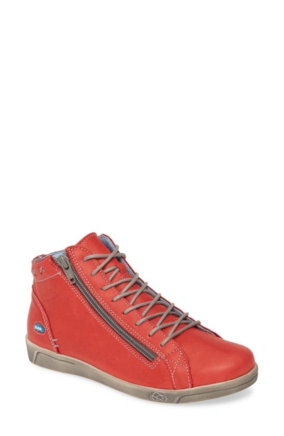 Cloud Aika High Top Sneaker In Red Brushed Sole Leather