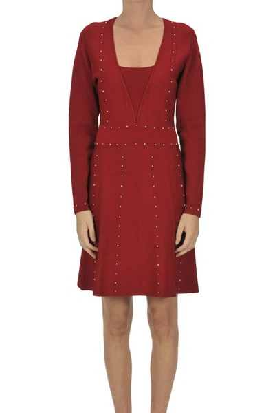 Nenette Studded Knit Dress In Red