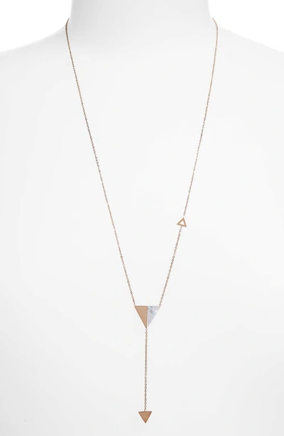 Knotty Triangle Pendant Drop Y-necklace In Pink