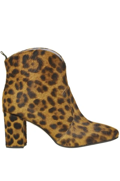 G Di G Animal Print Haircalf Ankle Boots In Brown