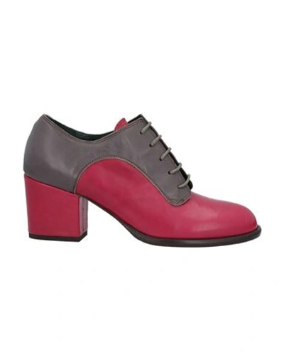 Rose's Roses Bicolored Leather Laced Shoes In Raspberry