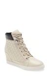 Linea Paolo Linea Paola Fiji Wedge Sneaker In Cream/ Black Leather