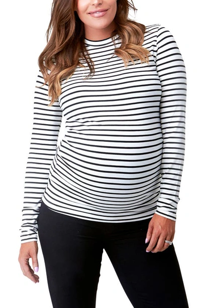 Nom Maternity Liv Jersey Long-sleeve Top In White/black Stripe