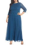 Alex Evenings Mock Two-piece A-line Gown In Peacock