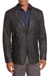 Remy Leather 'lite' Button Blazer In Peat/ Rustic
