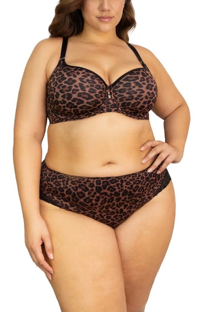 Curvy Couture Tulip Smooth Convertible Underwire Push-up Bra In Leopard