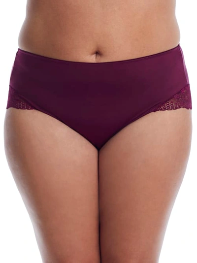 Curvy Couture Tulip Lace Trim Briefs In Purple Velvet