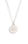 Knotty Coin Pendant Necklace In Rhodium