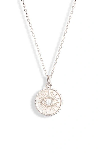 Knotty Coin Pendant Necklace In Rhodium