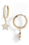 Knotty Pavé Star Huggie Hoop Earrings In Gold