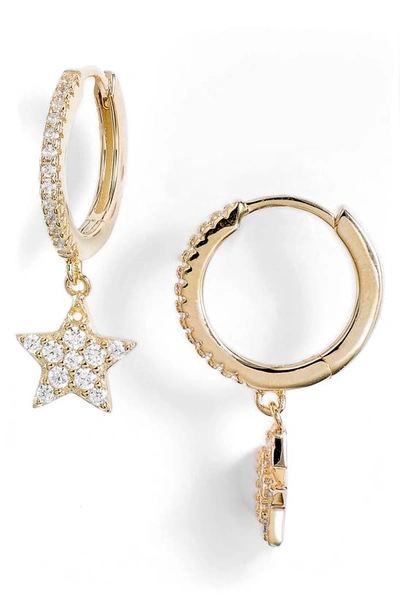 Knotty Pavé Star Huggie Hoop Earrings In Gold
