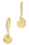 Sterling Forever Shark Eye Drop Huggie Hoop Earrings In Gold