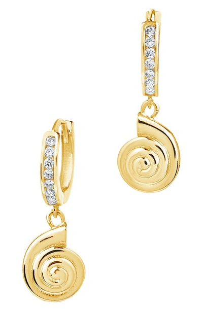 Sterling Forever Shark Eye Drop Huggie Hoop Earrings In Gold