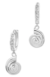 Sterling Forever Shark Eye Drop Huggie Hoop Earrings In Silver