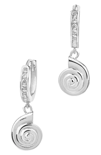 Sterling Forever Shark Eye Drop Huggie Hoop Earrings In Silver
