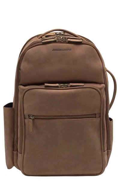 Johnston & Murphy Leather Backpack In Brown Distressed