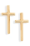 Knotty Cross Stud Earrings In Gold