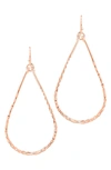 Sterling Forever Hammered Teardrop Earrings In Rose Gold