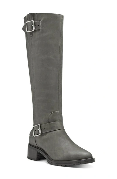 Sole Society Jarney Buckled Leather Riding Boot In Fossil Grey Leather