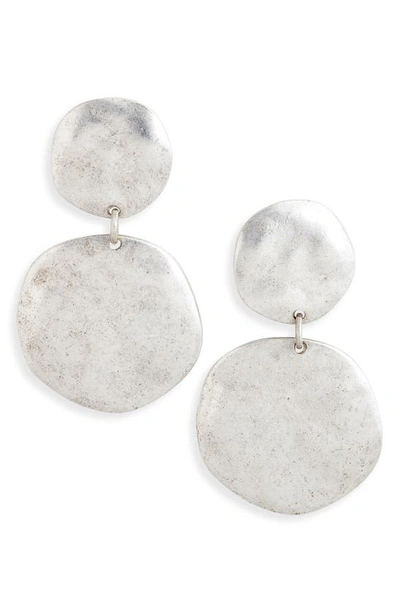 Karine Sultan Double Disc Drop Earrings In Silver