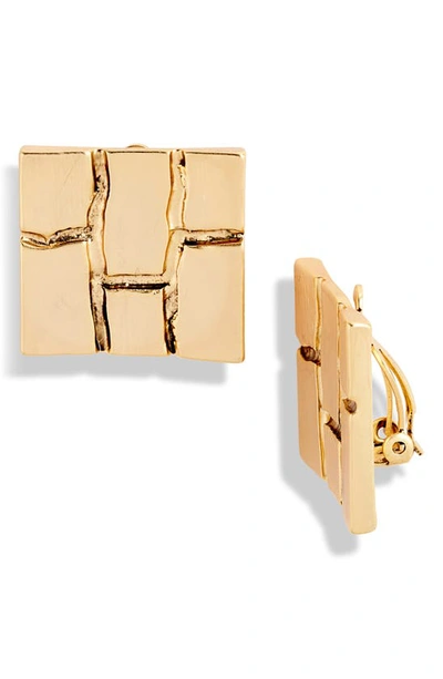 Karine Sultan Square Brick Earrings In Gold