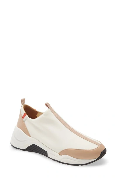 Linea Paolo Robbie Slip-on Sneaker In White/ Beige Fabric